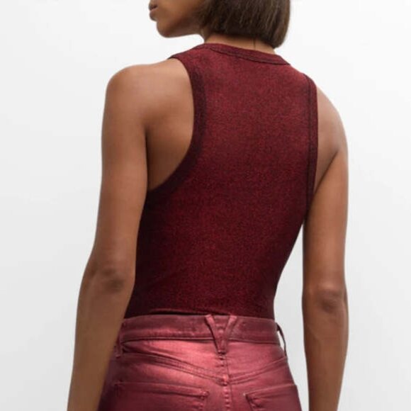 Veronica Beard 'Jordyn' Stretch-Metallic Tank Top, Crimson Lurex - Picture 3 of 4